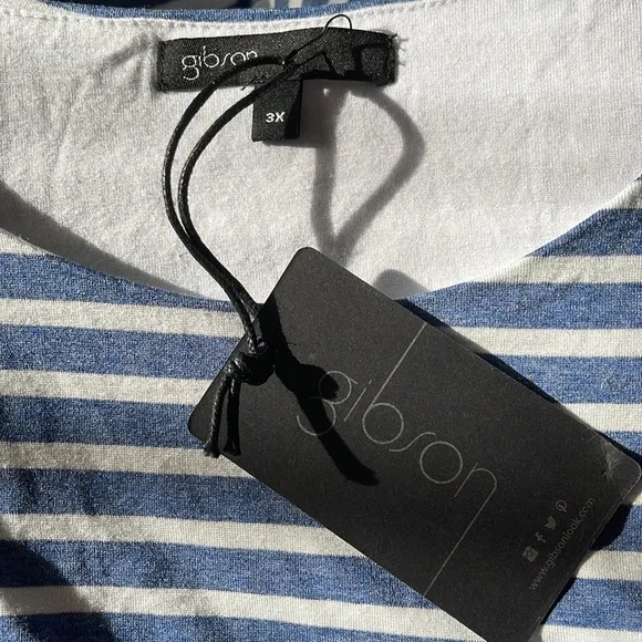 NWT Gibson Look Side Pleated Tank Dress Blue and White 3X - Picture 8 of 8